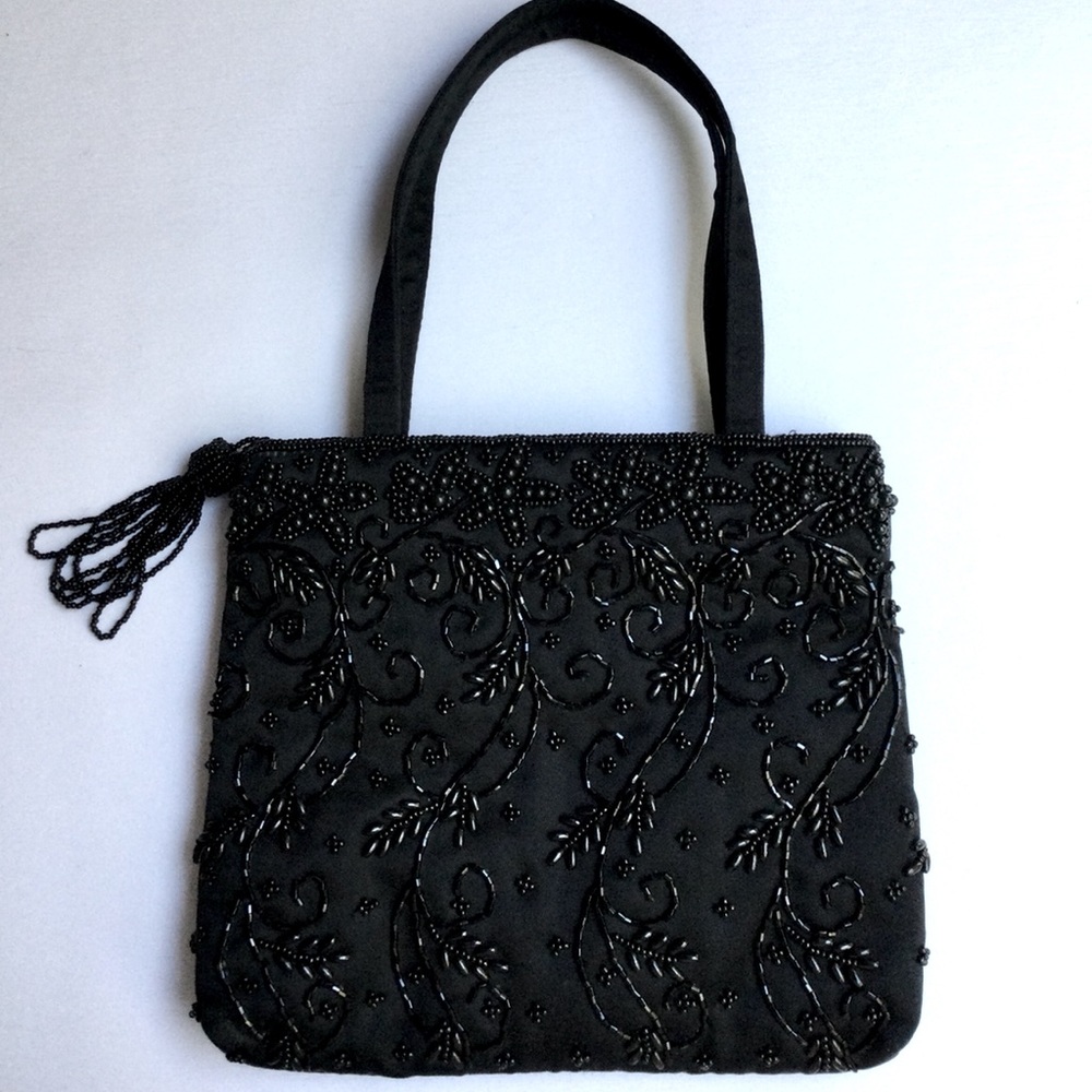 Accents by Lane Bryant Beaded Black Handbag.